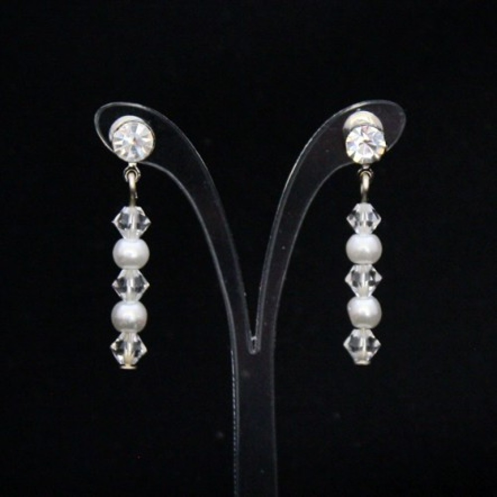 Boucles d'oreilles blanc cristal strass