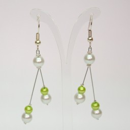 Boucles d'oreilles blanc et vert anis BO1277A