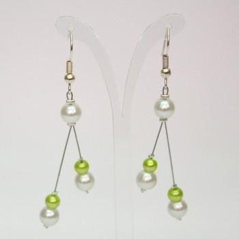 Boucles d'oreilles blanc et vert anis BO1277A