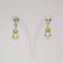 Boucles d'oreilles mariage blanc et vert anis BO1277B
