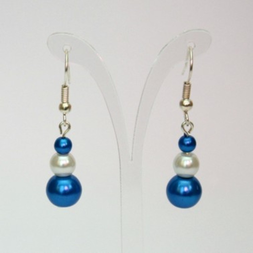 Boucles d'oreilles mariage blanc bleu royal