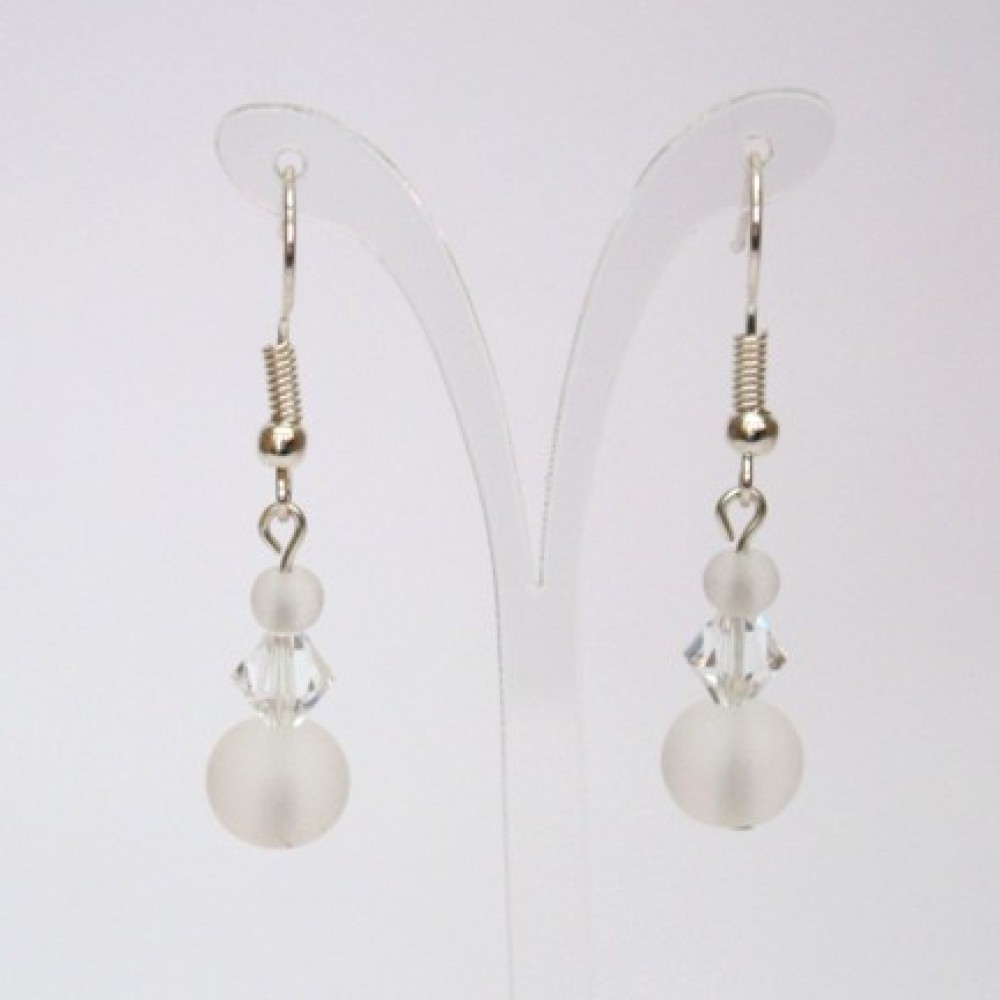 Boucles d'oreilles cristal et verre givré