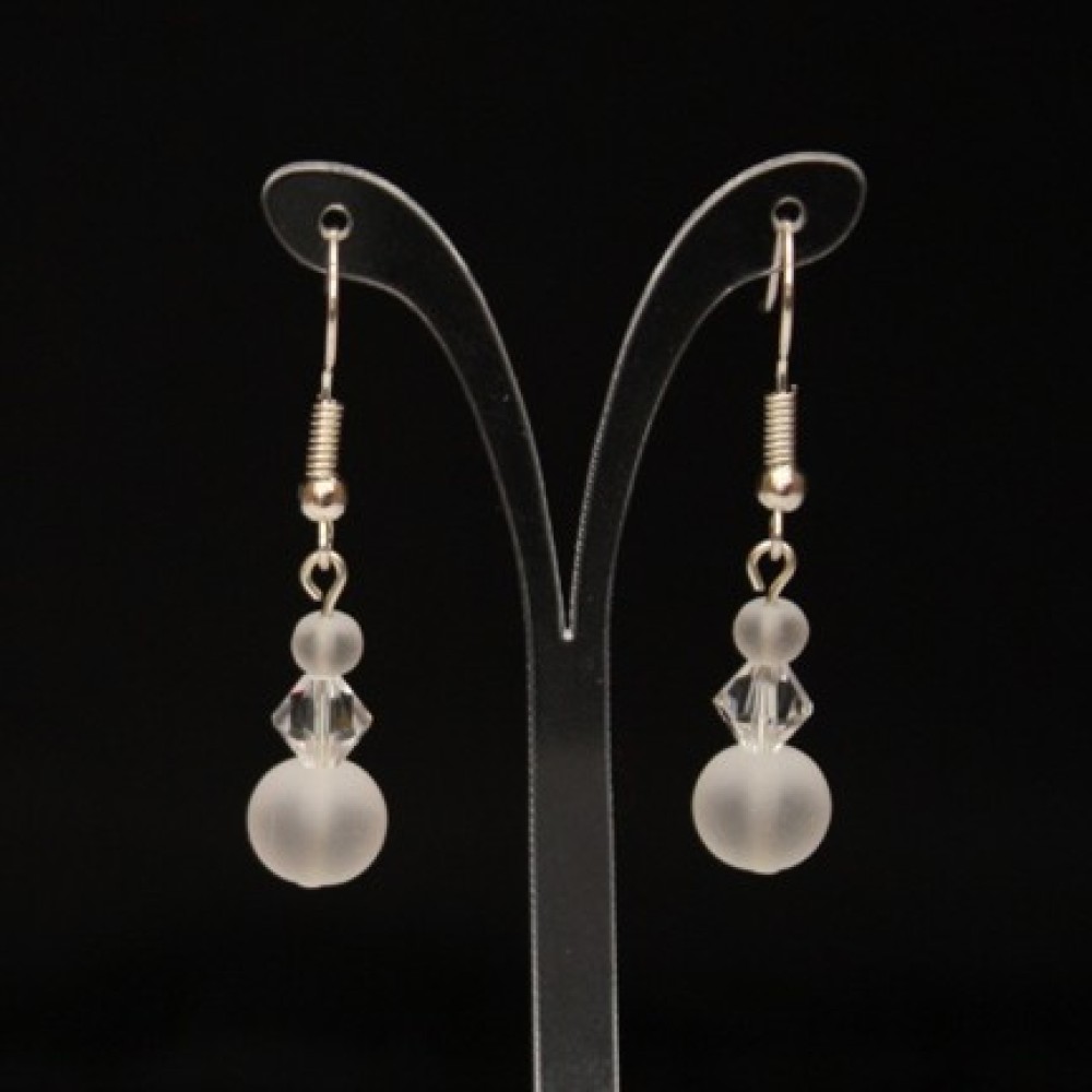 Boucles d'oreilles cristal et verre givré
