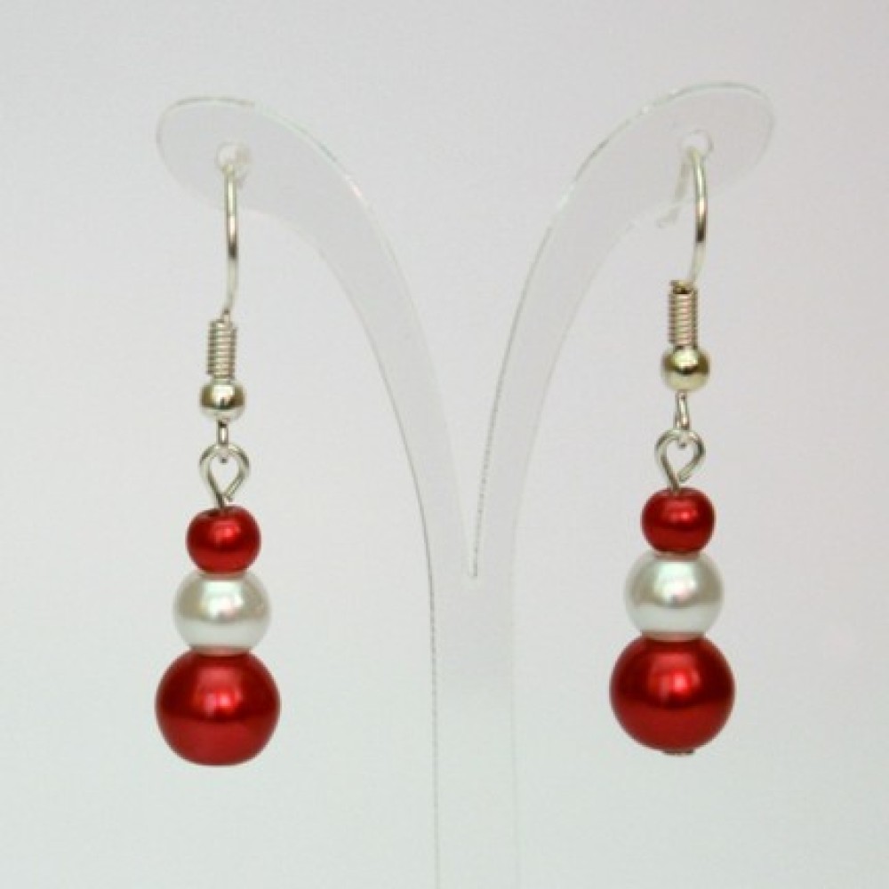 Boucles d'oreilles blanc et rouge