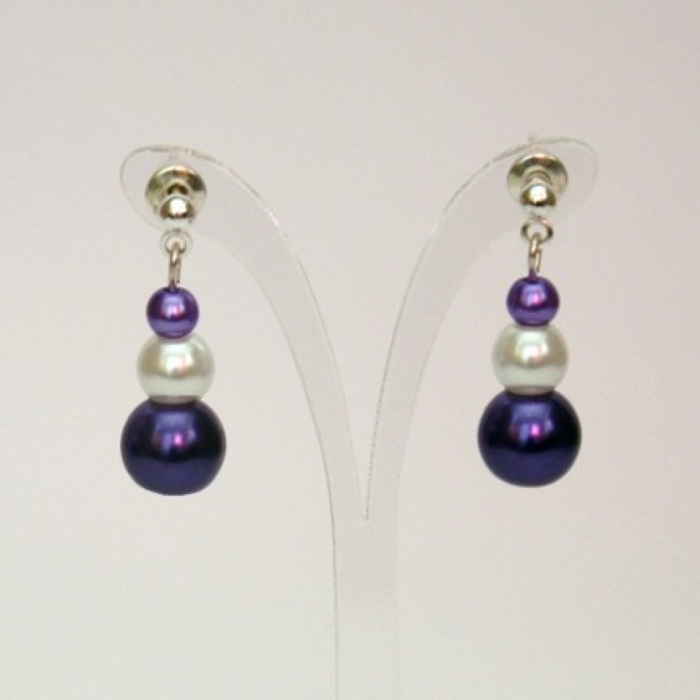 Boucles d'oreilles blanc violet