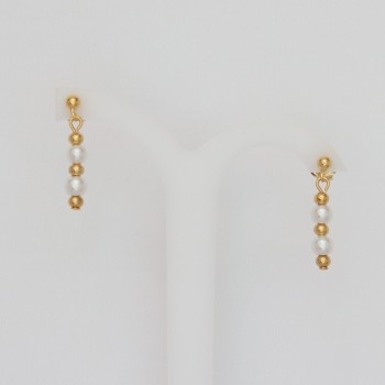 Boucles d'oreilles blanc et or BO6001A