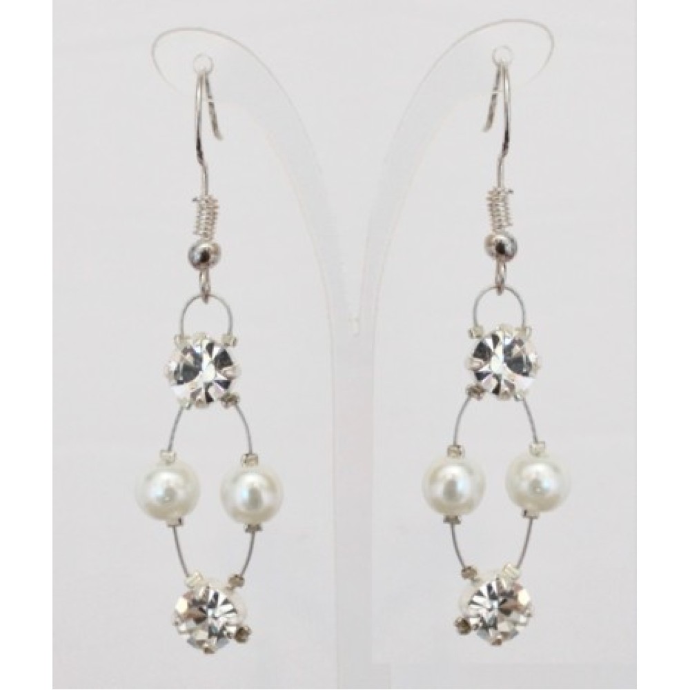 Boucles d'oreilles mariage blanc strass