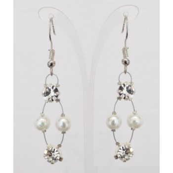 Boucles d'oreilles mariage blanc strass BO1282A