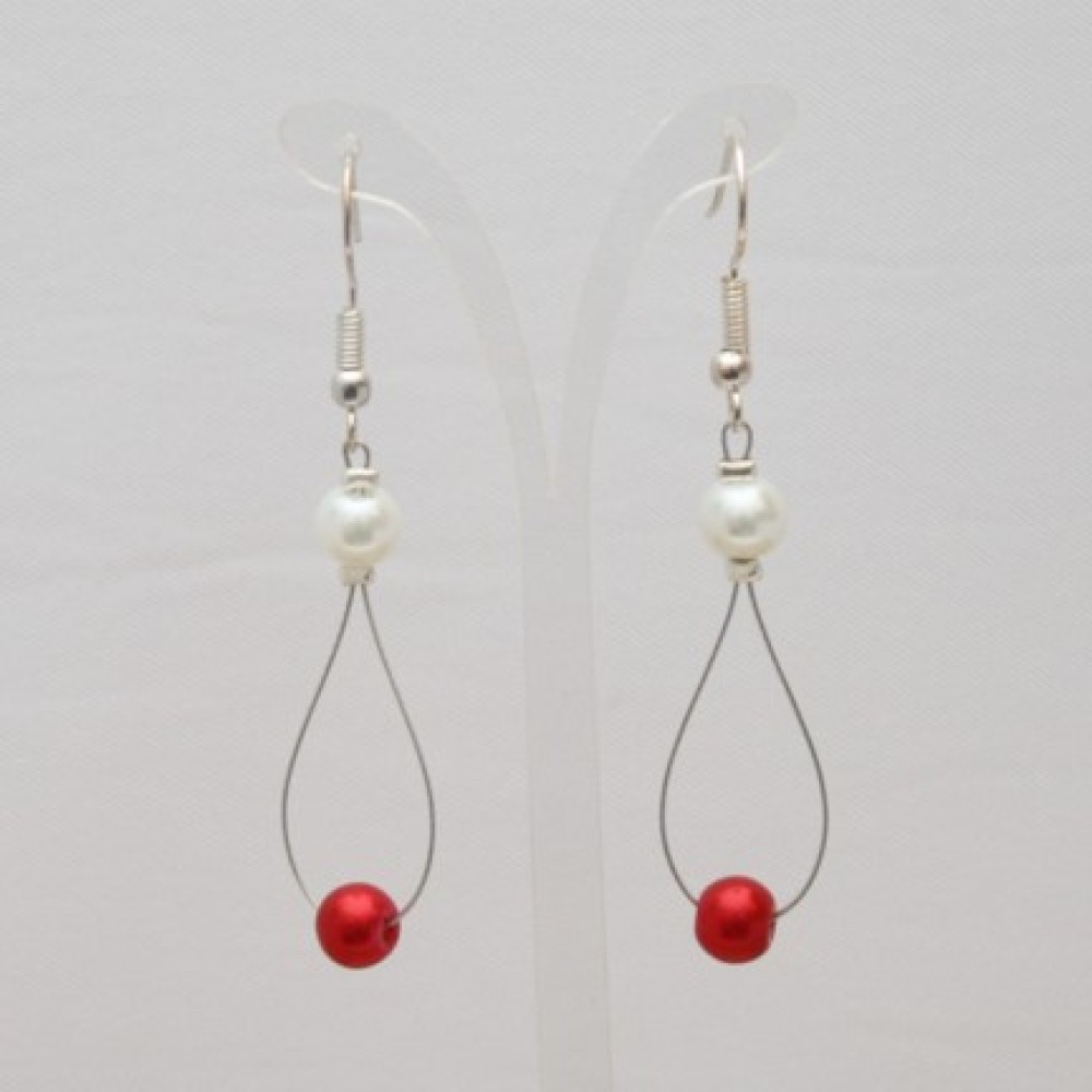 Boucles d'oreilles blanc et rouge