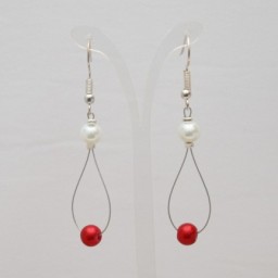 Boucles d'oreilles blanc et rouge BO1284A