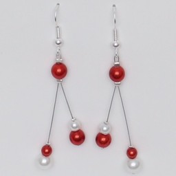 Boucles d'oreilles rouge blanc BO1285A