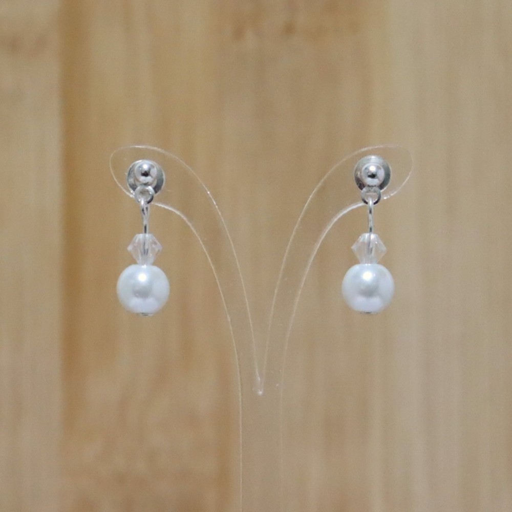Boucles d oreilles mariage blanc et cristal