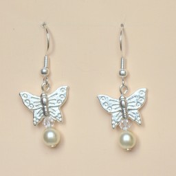 Boucles d oreilles mariage papillon ivoire cristal BO1174A