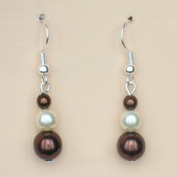 Boucles d oreilles mariage ivoire et chocolat BO1165A