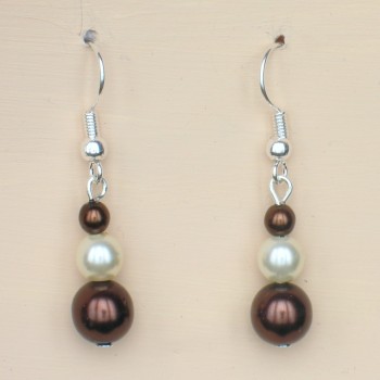 Boucles d oreilles mariage ivoire et chocolat BO1165A