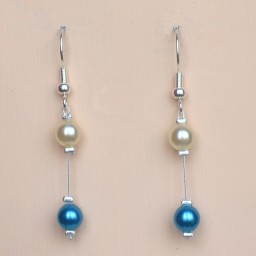 Boucles d oreilles mariage ivoire turquoise BO1182A