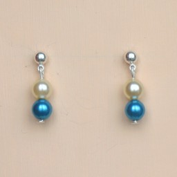 Boucles d oreilles mariage ivoire et turquoise BO1182B