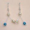 Boucles d oreilles mariage ivoire turquoise BO1182C