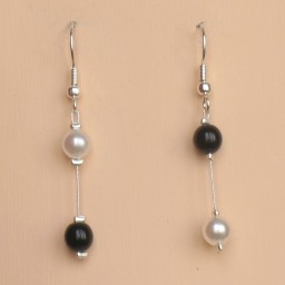 Boucles d oreilles mariage noir et blanc BO1180A