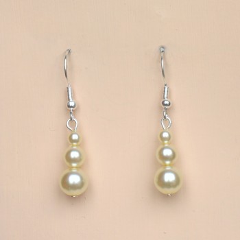 Boucles d oreilles mariage perles  ivoire BO2073A