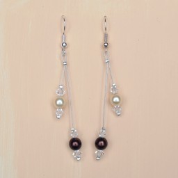 Boucles d'oreilles chocolat ivoire foncé cristal BO1247A