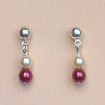 Boucles d oreilles mariage ivoire et bordeaux BO4268Z