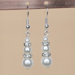 Boucles d'oreilles blanc et strass BO1250A