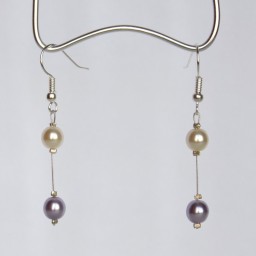 Boucles d'oreilles mariage ivoire et parme BO1226B