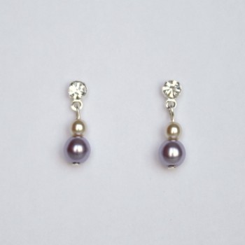 Boucles d'oreilles ivoire parme strass BO1226A