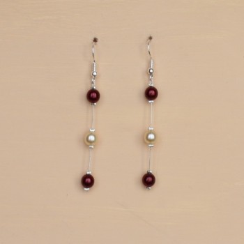 Boucles d oreilles mariage ivoire bordeaux BO1210A