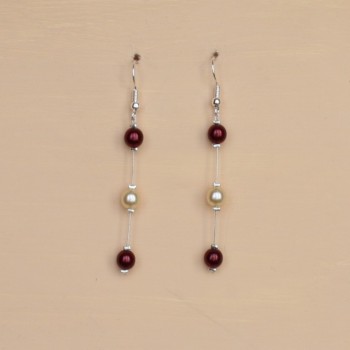 Boucles d oreilles mariage ivoire bordeaux BO1210A