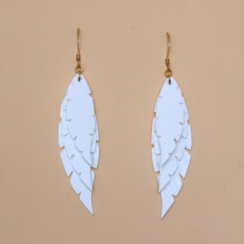 Boucles d'oreilles plumes blanc BO7004