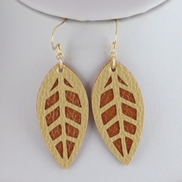 Boucles d'oreilles feuilles cuivre blanc BO7006