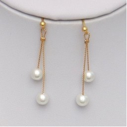 Boucles d'oreilles perles blanc et or BO6008