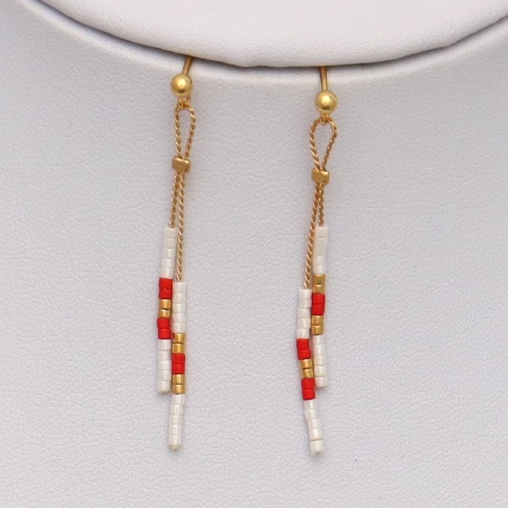 Boucles d'oreilles or rouge blanc Boucles d'oreilles or rouge blanc