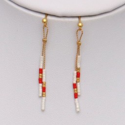 Boucles d'oreilles or rouge blanc BO6014