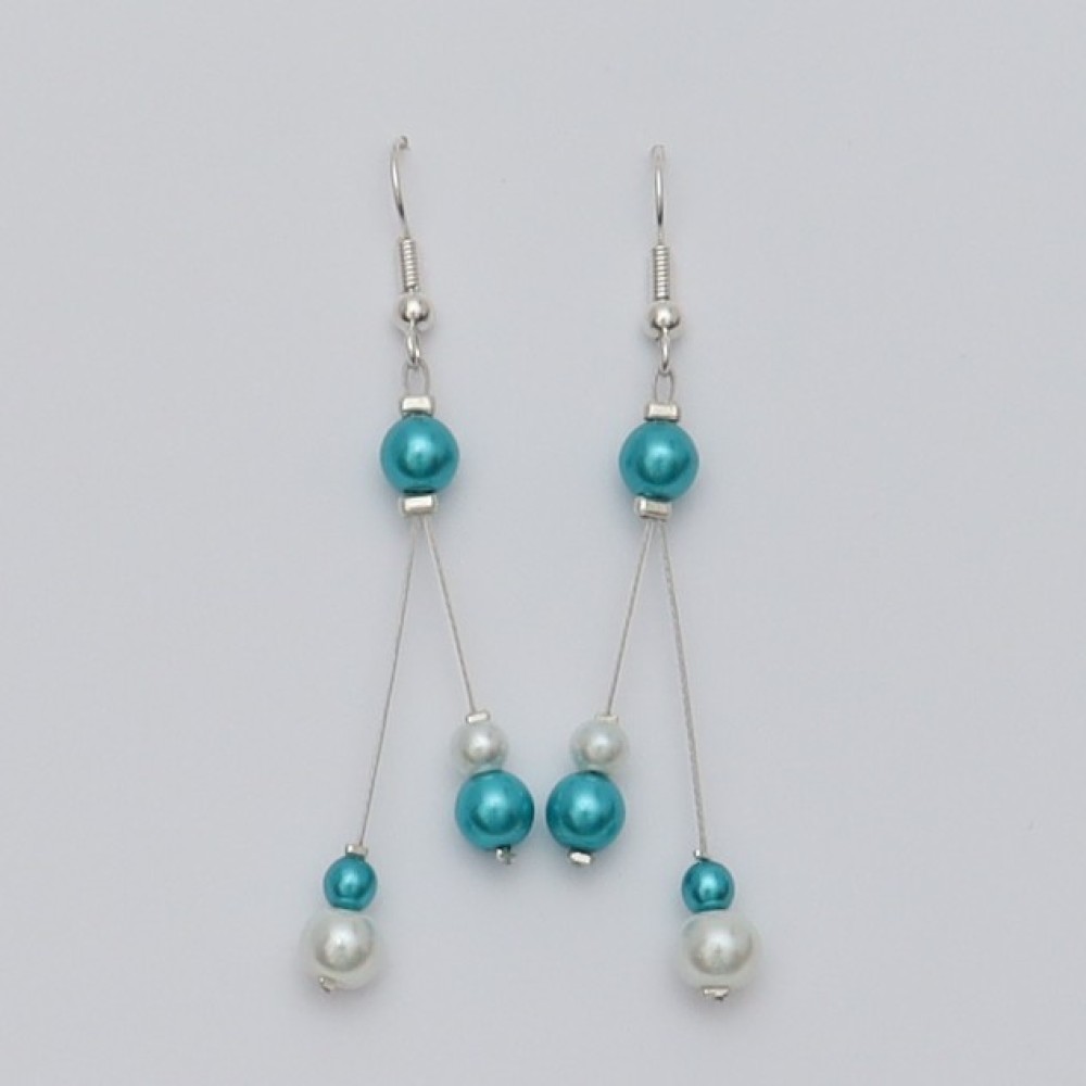 Boucles d'oreilles bleu turquoise blanc