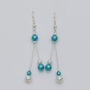 Boucles d'oreilles bleu turquoise blanc BO1285A