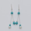 Boucles d'oreilles bleu turquoise blanc BO1285A