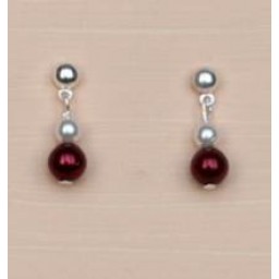 Boucles d oreilles blanc et bordeaux BO1222B