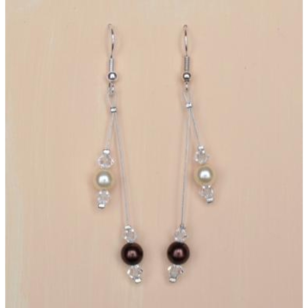 Boucles d'oreilles chocolat ivoire foncé cristal Boucles d'oreilles chocolat ivoire foncé cristal