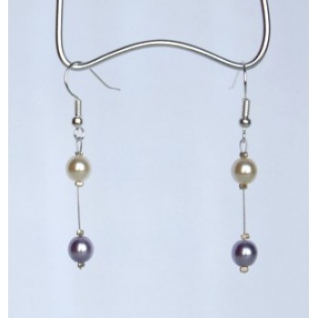 Boucles d'oreilles mariage ivoire et parme BO1226B