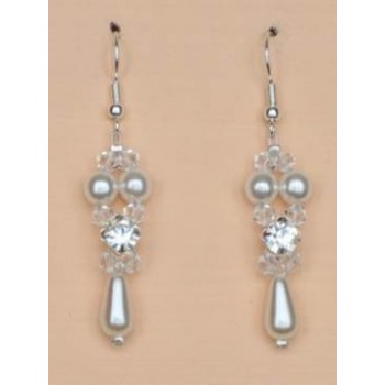Boucles d oreilles blanc cristal et strass BO1221B