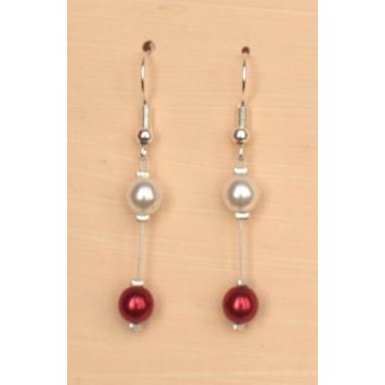 Boucles d oreilles blanc et rouge BO1219A