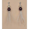 Boucles d oreilles ivoire chocolat plumes BO1217A