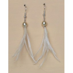 Boucles d'oreilles ivoire plumes BO1241A