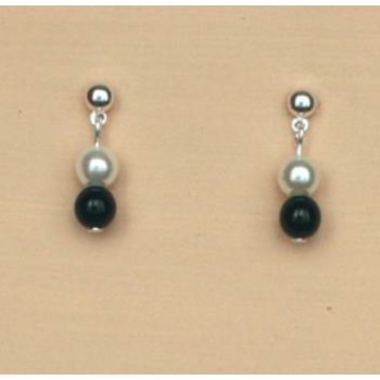 Boucles d oreilles noir et blanc BO1218C