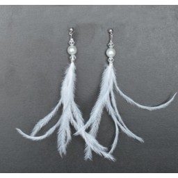 Boucles d'oreilles plumes blanc BO1244A