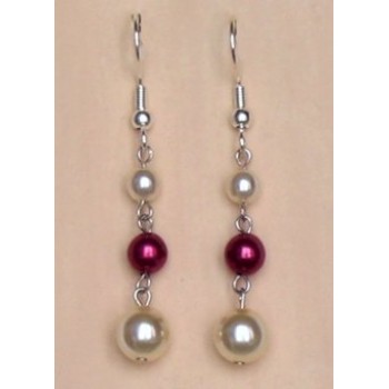 Boucles d oreilles ivoire et bordeaux BO1141A