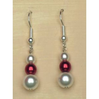 Boucles d oreilles blanc rouge BO1149A